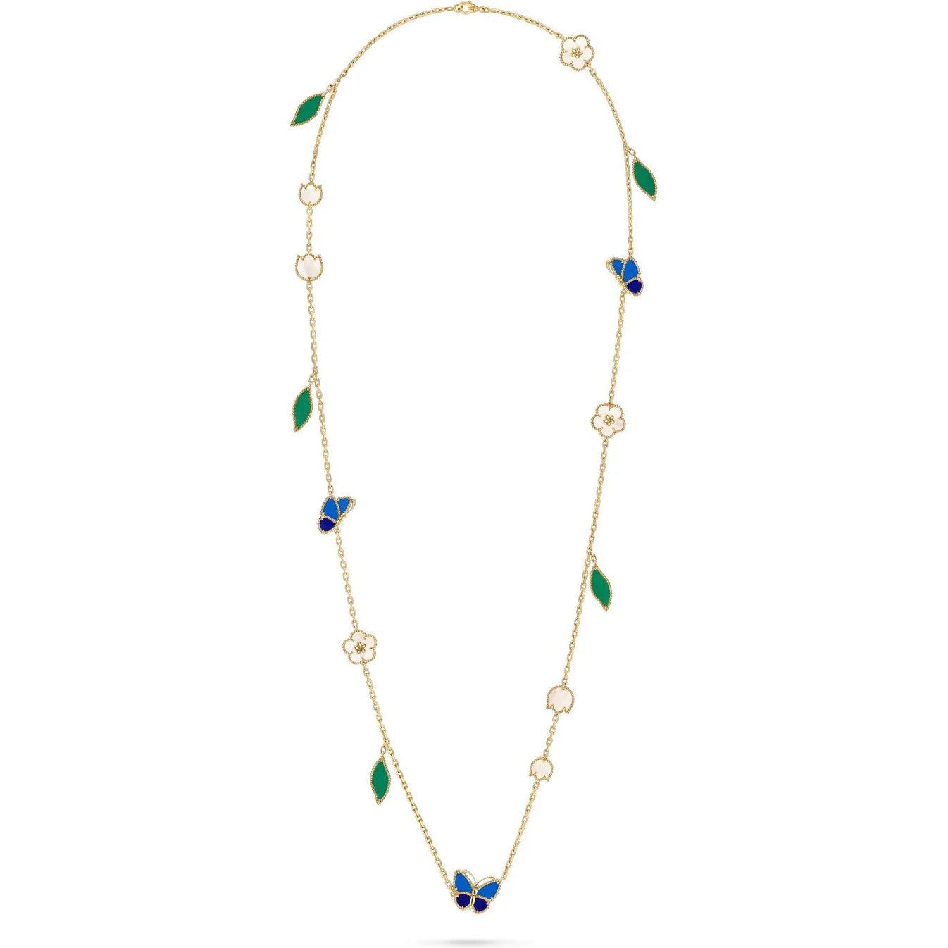 [BLAUE TRÄNEN]CLOVER 10 MOTIVE BLAUER ACHAT HALSKETTE
