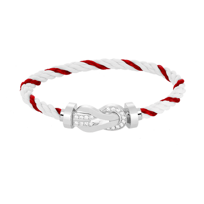 [BLUE TEARS]CHANCE LARGE 8 FIGURE BUCKLE HALF DIAMOND BRACELET SILVER