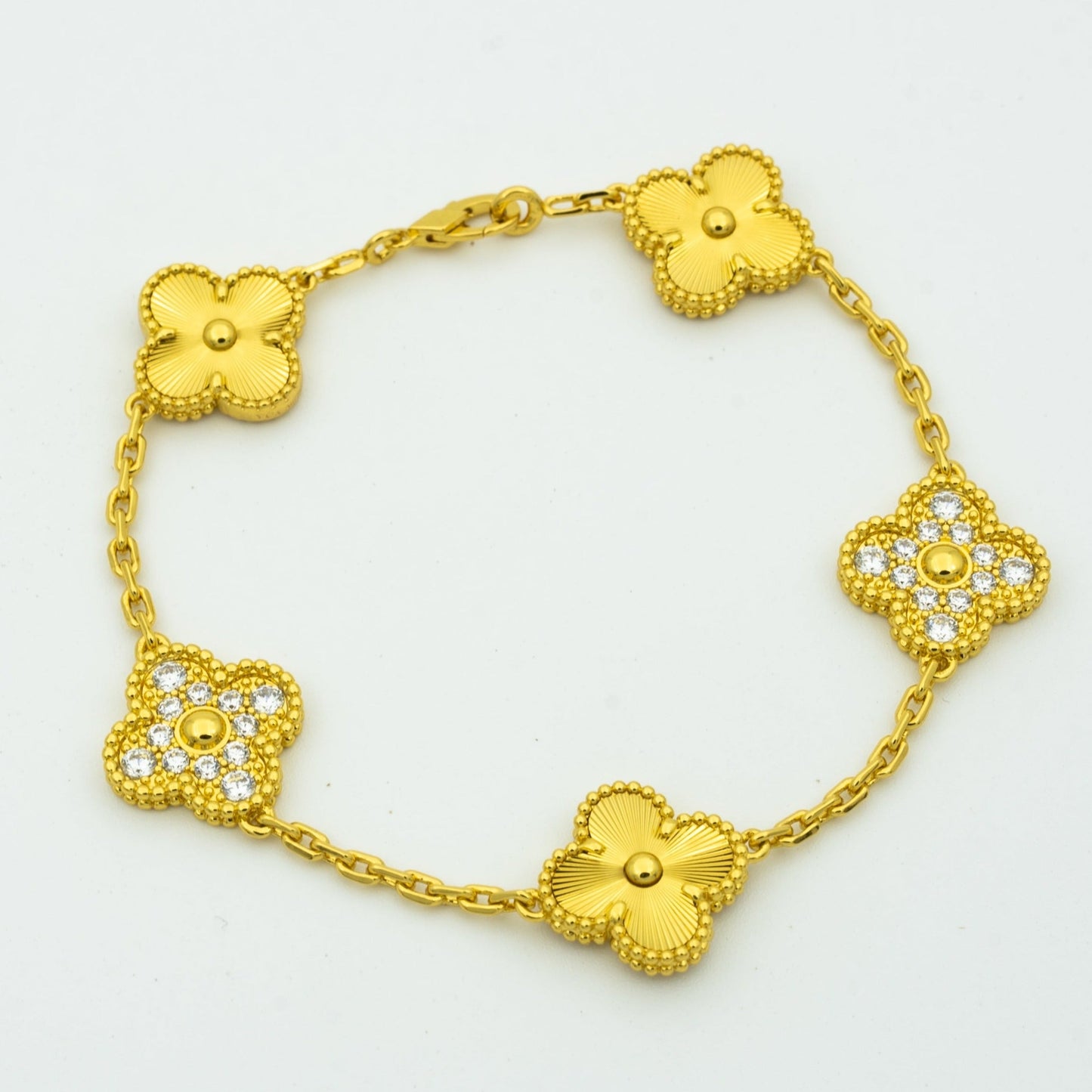 [BLUE TEARS]CLOVER BRACELET 5 MOTIFS GOLD DIAMOND