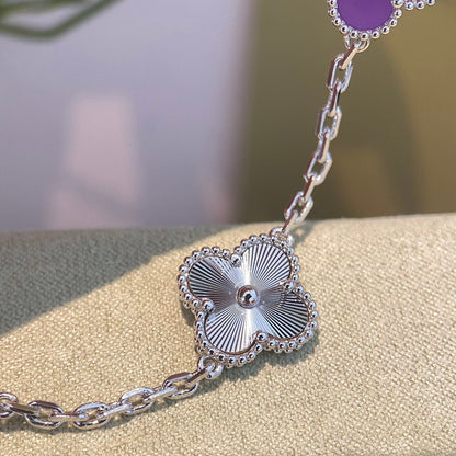[BLUE TEARS]CLOVER  5 MOTIFS  PURPLE VIOLET BRACELET SILVER