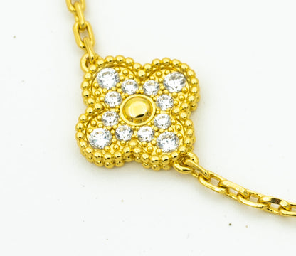 [BLUE TEARS]CLOVER BRACELET 5 MOTIFS GOLD DIAMOND
