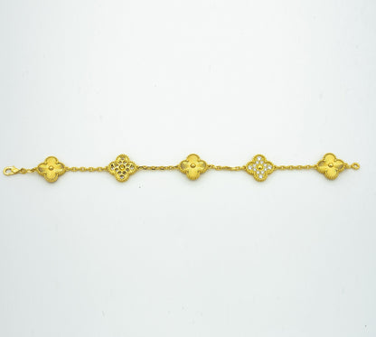 [BLAUE TRÄNEN]KLEE-ARMBAND 5 MOTIVE GOLD DIAMANT 