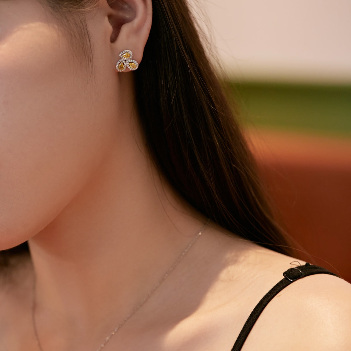 [Nova Jewelry]Ornate Flower Shape Pear Cut Lover Earrings