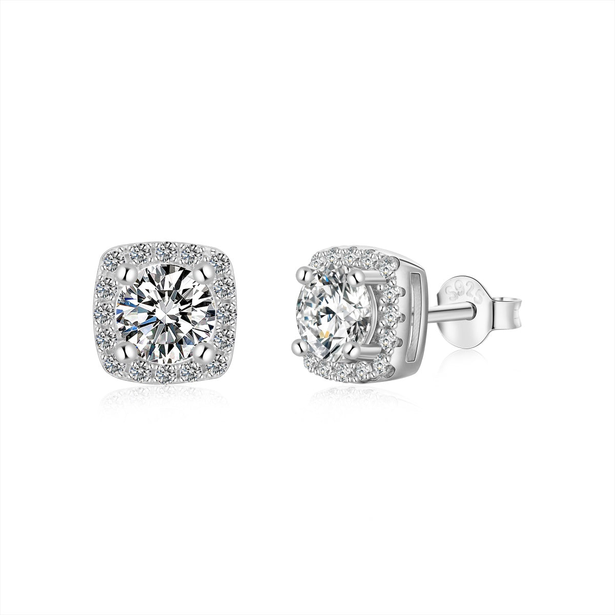 [Nova Jewelry]Classic Round Center Stone Stud Earrings