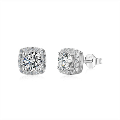 [Nova Jewelry]Classic Round Center Stone Stud Earrings