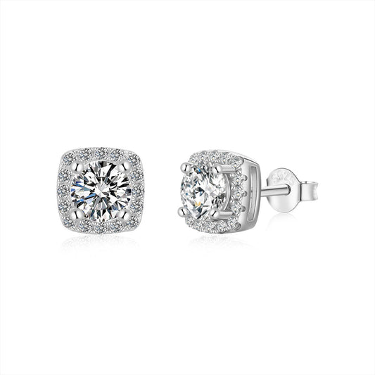 [Nova Jewelry]Classic Round Center Stone Stud Earrings