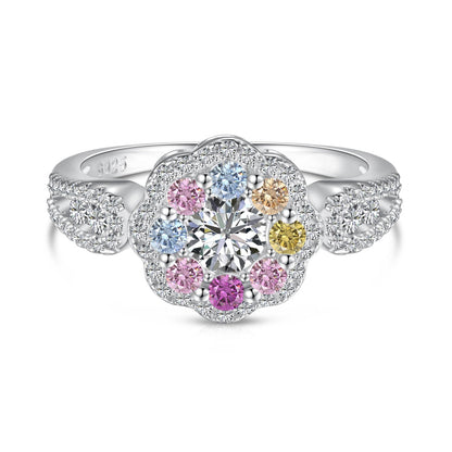 [Nova Jewelry]Delicate Colorful Round Cut Flower Shape Wedding Ring