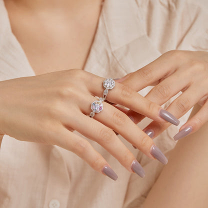 [Nova Jewelry]Delicate Colorful Round Cut Flower Shape Wedding Ring