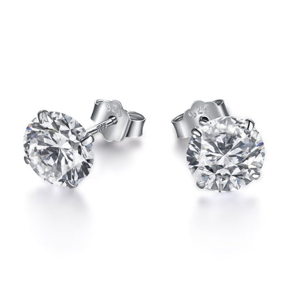 [Nova Jewelry]Stylish Shiny Round Center Stone Stud Earrings
