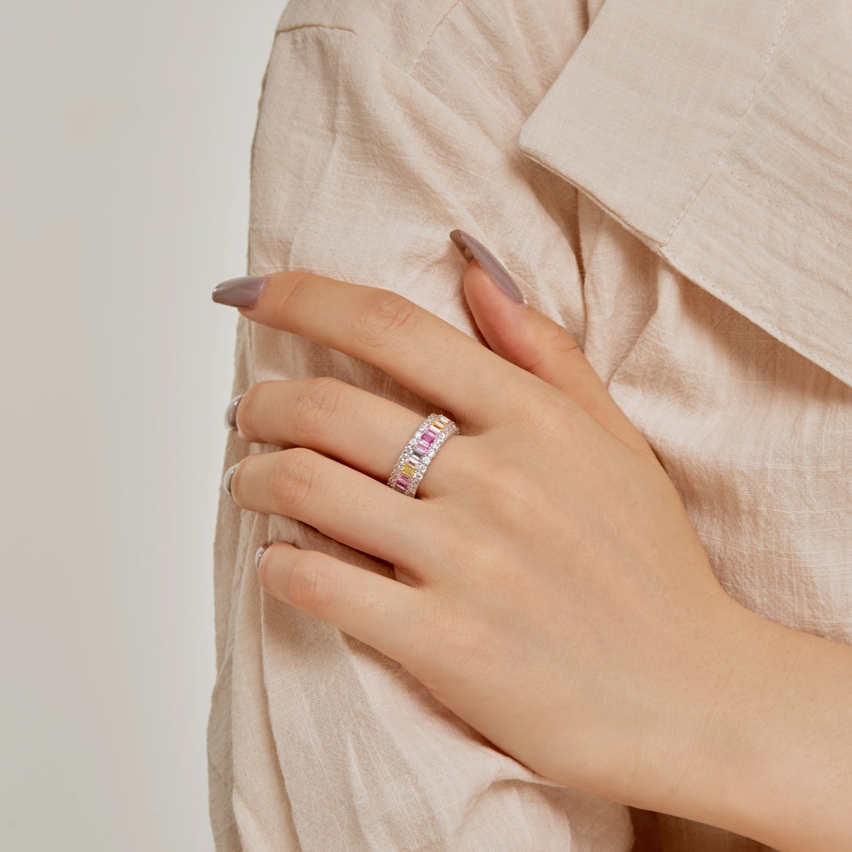 [Nova Jewelry]Dainty Colorful Radiant Cut Daily Ring
