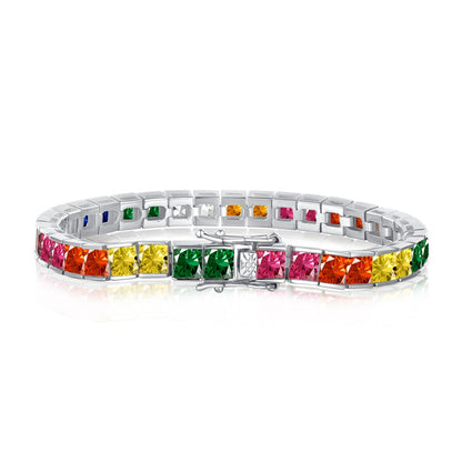 [Nova Jewelry]Radiant Colorful Princess Cut Tennis Bracelet