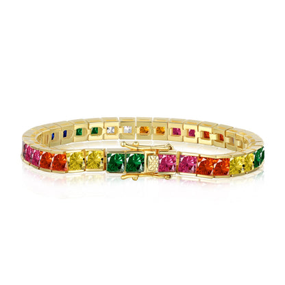 [Nova Jewelry]Radiant Colorful Princess Cut Tennis Bracelet