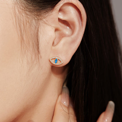 [Nova Jewelry]Blue Devil Eyes Hollow Stud Earrings