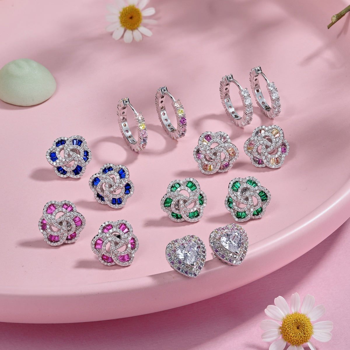 [Nova Jewelry]Radiant Colorful Round Cut Earrings