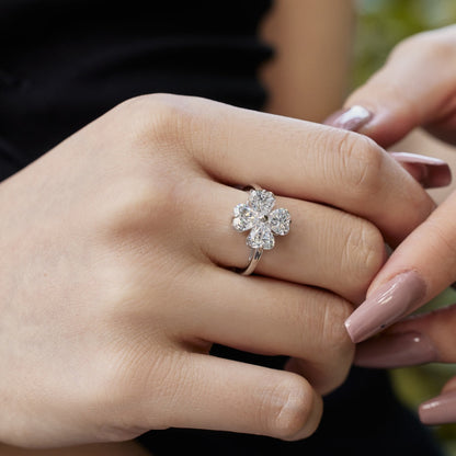 [Nova Jewelry]Heart-shaped Four-Leaf Clover Ball Ring