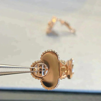 [BLUE TEARS]CLOVER MEDIUM 1 MOTIFS GRAY MOP  DIAMOND EARRINGS