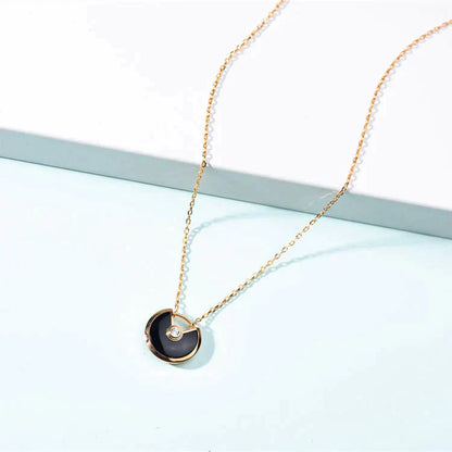 [BLUE TEARS]AMULETTE GOLD CARNELIAN ONYX NECKLACE