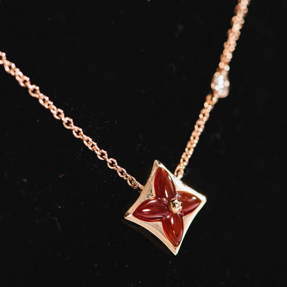 [BLUE TEARS]STAR NECKLACE PINK GOLD 1 DIAMOND