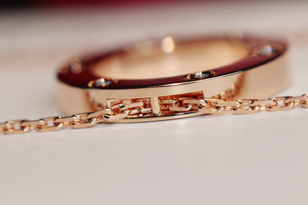 [BLUE TEARS]LOVE NECKLACE 16MM 6 DIAMONDS PINK GOLD