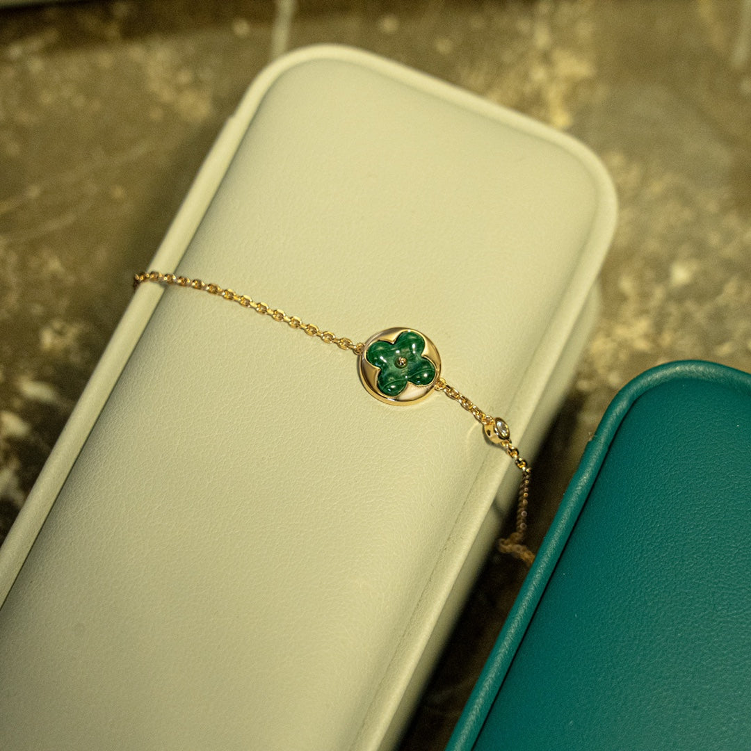 [BLUE TEARS]SUN MALACHITE 1 DIAMOND PINK GOLD BRACELET