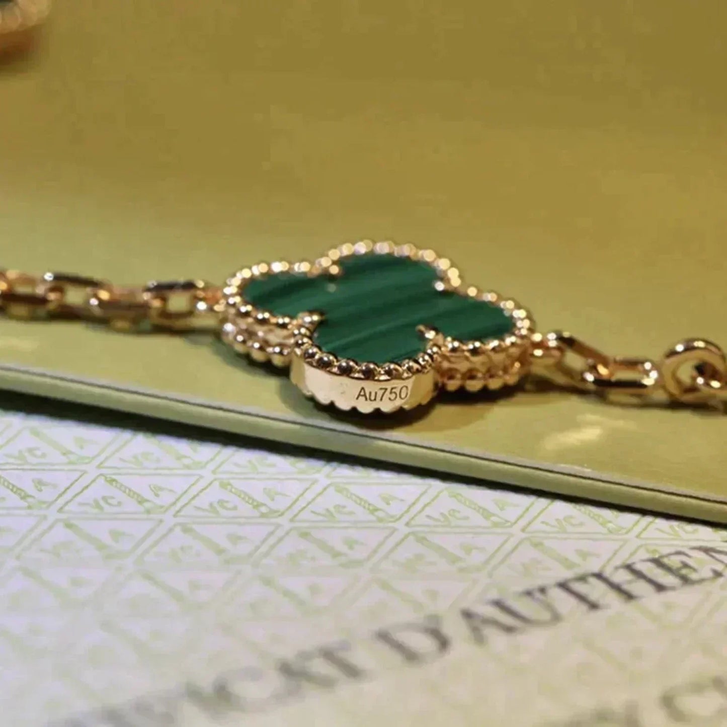 [BLUE TEARS]CLOVER 5 MOTIFS MALACHITE BRACELET