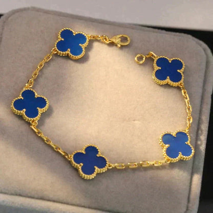 [BLUE TEARS]CLOVER 5 MOTIFS BLUE AGATE BRACELET
