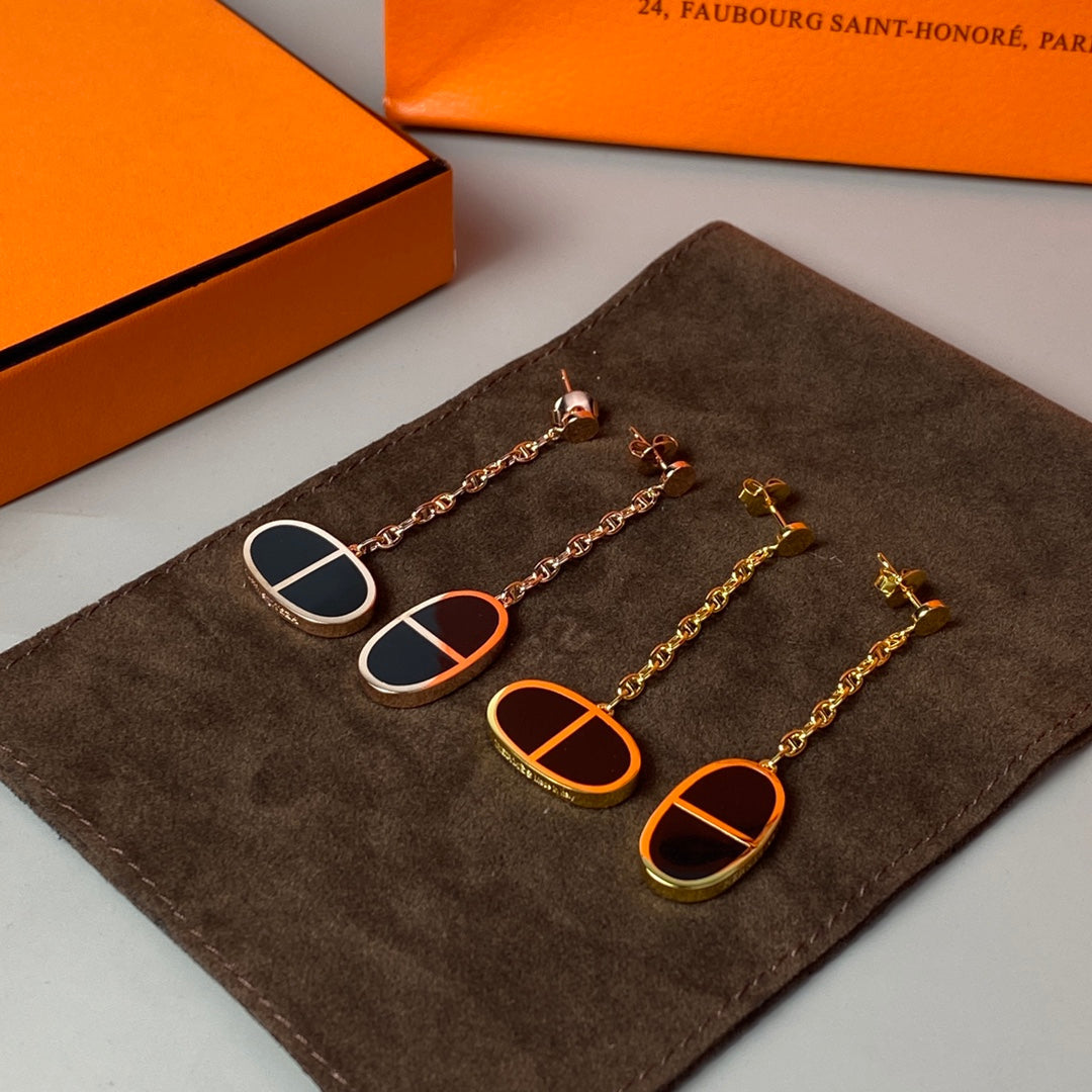 [BLUE TEARS]CHAINE VERSO BLACK CERAMIC EARRINGS