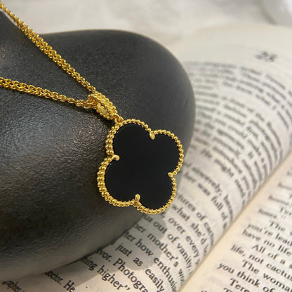 [BLUE TEARS]CLOVER 25MM NECKLACE GOLD ONYX
