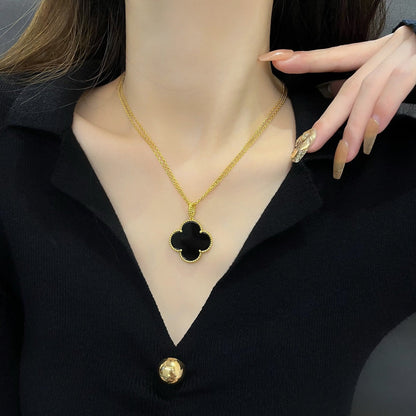 [BLUE TEARS]CLOVER 25MM NECKLACE GOLD ONYX