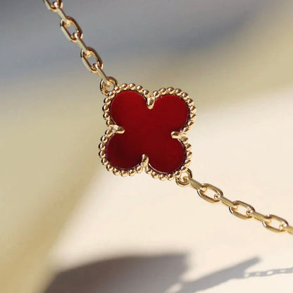 [BLUE TEARS]CLOVER 20 MOTIFS CARNELIAN NECKLACE