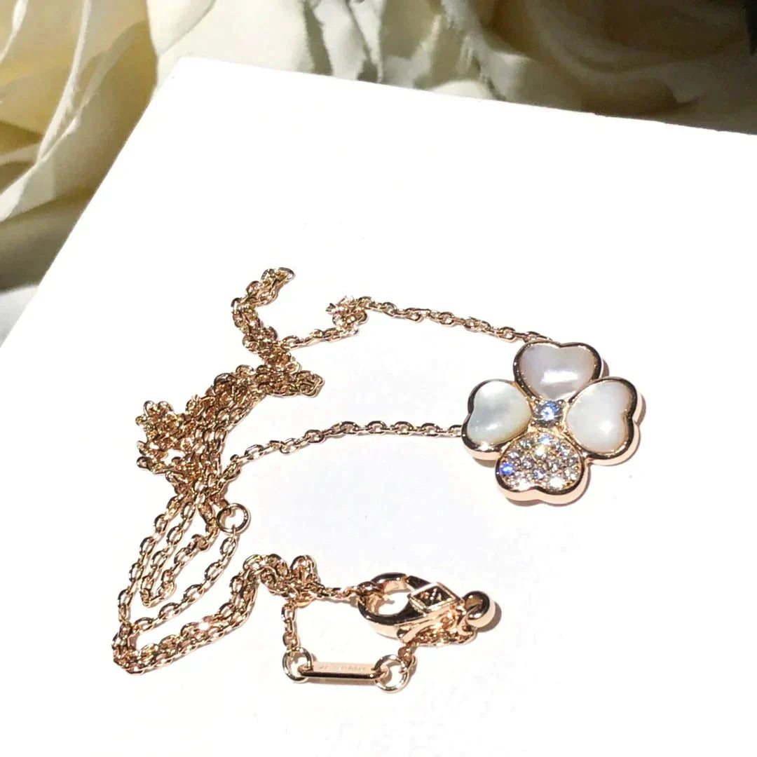 [BLUE TEARS]CLOVER MOP DIAMOND ROSE GOLD NECKLACE