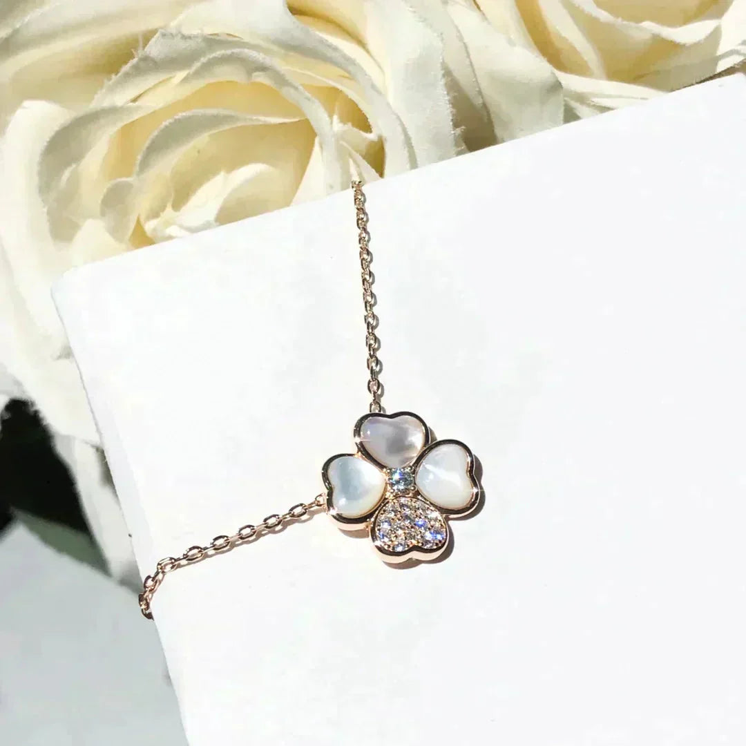 [BLUE TEARS]CLOVER MOP DIAMOND ROSE GOLD NECKLACE
