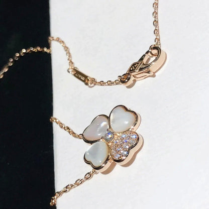 [BLUE TEARS]CLOVER MOP DIAMOND ROSE GOLD NECKLACE