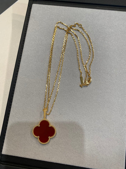 [BLUE TEARS]CLOVER 25MM NECKLACE GOLD CARNELIAN