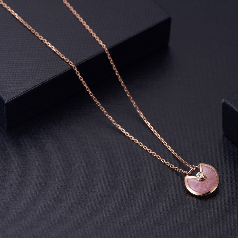 [BLUE TEARS]AMULETTE ROSE GOLD PINK MOP NECKLACE