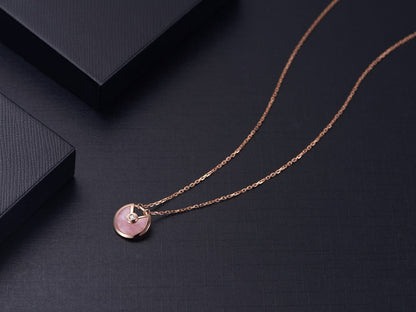 [BLUE TEARS]AMULETTE ROSE GOLD PINK MOP NECKLACE