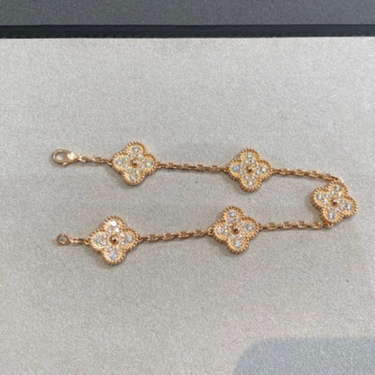 [BLAUE TRÄNEN]CLOVER 5 MOTIFS VOLLDIAMANTARMBAND