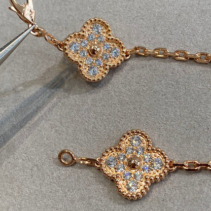 [BLAUE TRÄNEN]CLOVER 5 MOTIFS VOLLDIAMANTARMBAND