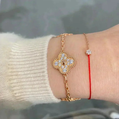[BLAUE TRÄNEN]CLOVER 5 MOTIFS VOLLDIAMANTARMBAND