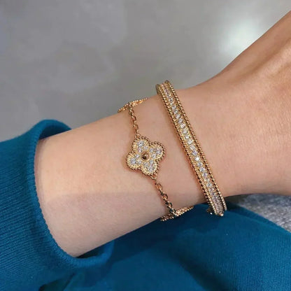 [BLAUE TRÄNEN]CLOVER 5 MOTIFS VOLLDIAMANTARMBAND