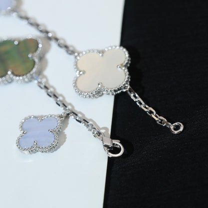 [BLAUE TRÄNEN]KLEE-ARMBAND 5 MOTIVE MOP CHALCEDON SILBER 