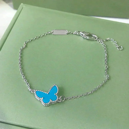 [BLAUE TRÄNEN] SCHMETTERLING TÜRKIS SCHMETTERLINGSARMBAND SILBER