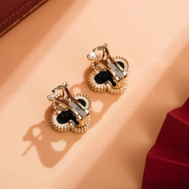 [BLUE TEARS]CLOVER MEDIUM 1 MOTIFS  ONYX STUD EARRINGS