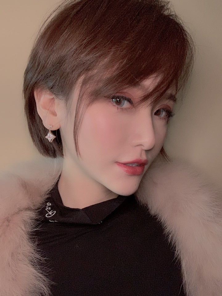 [BLUE TEARS]DOUBLE STAR PINK GOLD MOP DROP EARRINGS