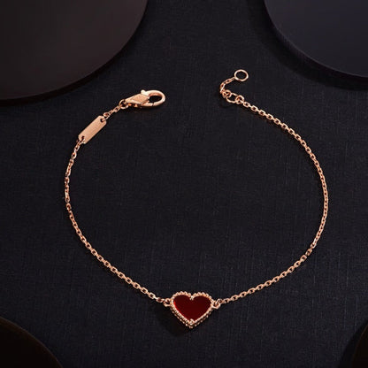 [BLUE TEARS]HEART CARNELIAN PINK GOLD BRACELET