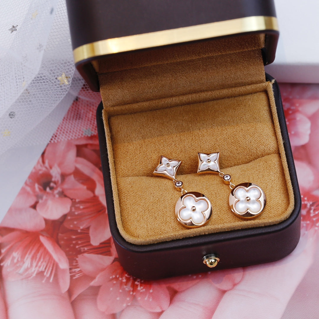 [BLUE TEARS]STAR AND SUN PINK GOLD MOP DROP EARRINGS