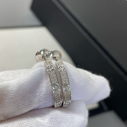 [BLUE TEARS]LOVE DIAMOND SILVER HOOP EARRINGS