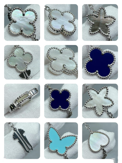 [BLUE TEARS]LUCKY CLOVER SILVER 11 MOTIF NECKLACE