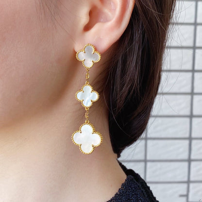[BLUE TEARS]CLOVER MOP 3 MOTIFS GOLD EARRINGS