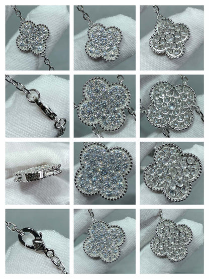 [BLUE TEARS]CLOVER 6 MOTIF DIAMOND PAVED NECKLACE